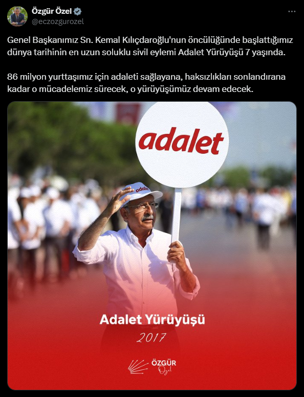 Adalet Yürüyüşü Tweet