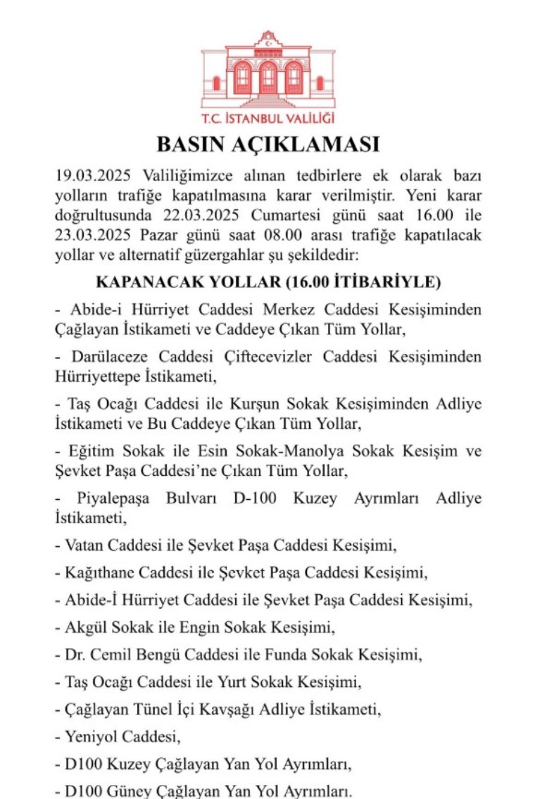 Çağlayan Adliyes, İstanbul Valiliği Kararı