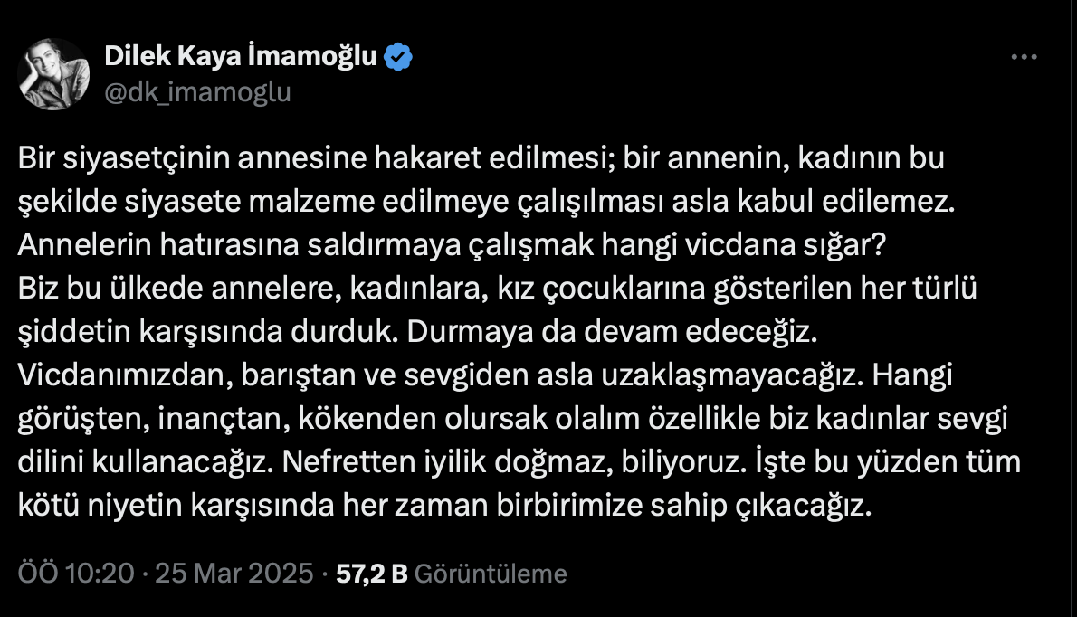 Di̇lek İmamoğlu Tweet
