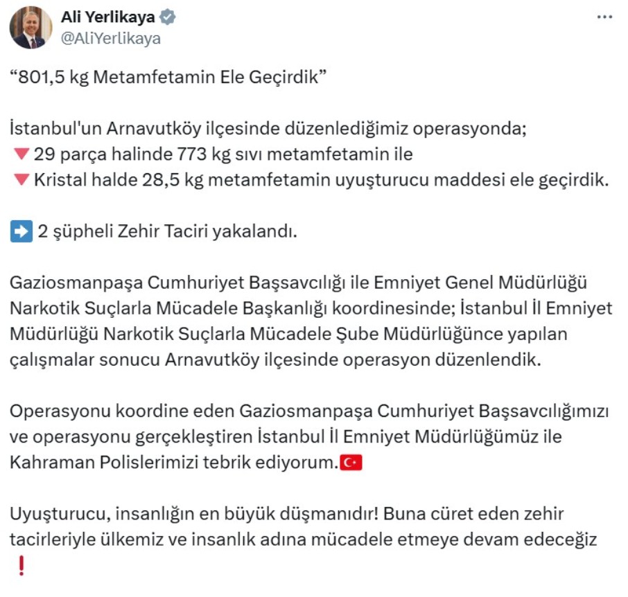Ali Yerlikaya1 Tweet