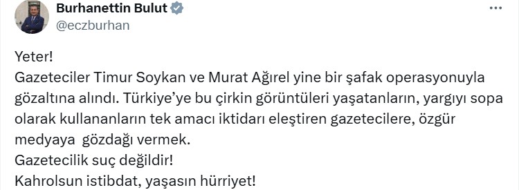 Burhanettin Bulut Tweet