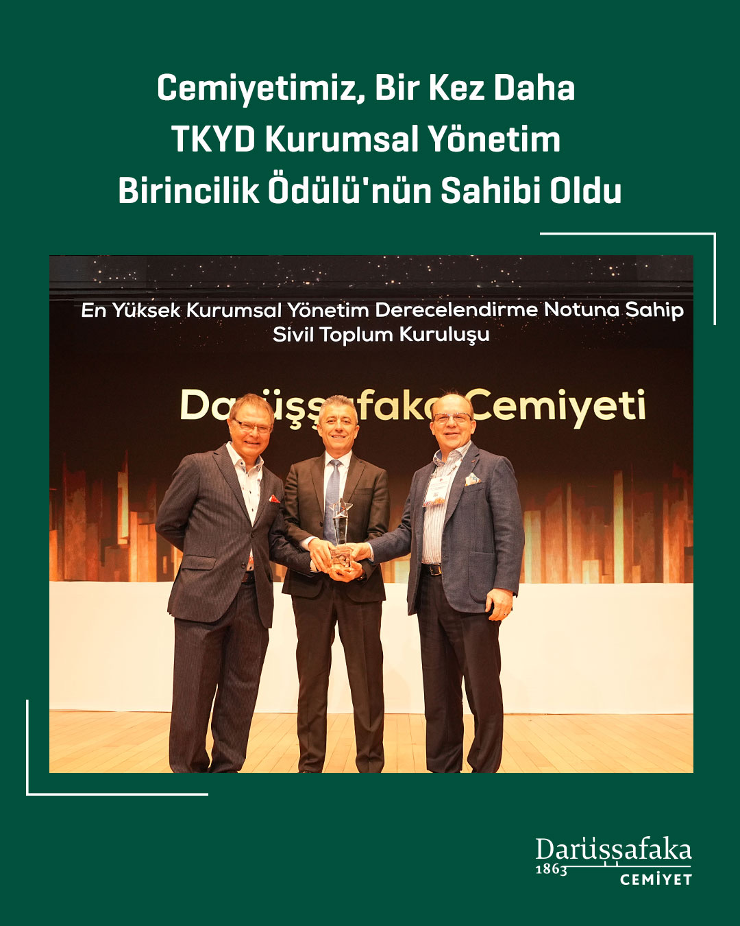 Darussafaka Cemiyeti, Tkyd Kurumsa L Yönetim Ödülleri’nde 1. Oldu.