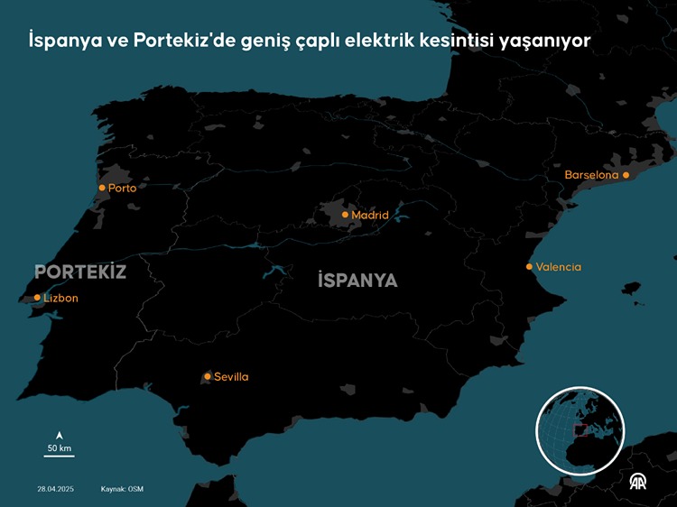 Ispanya Portekiz Elektrik Kesintisi