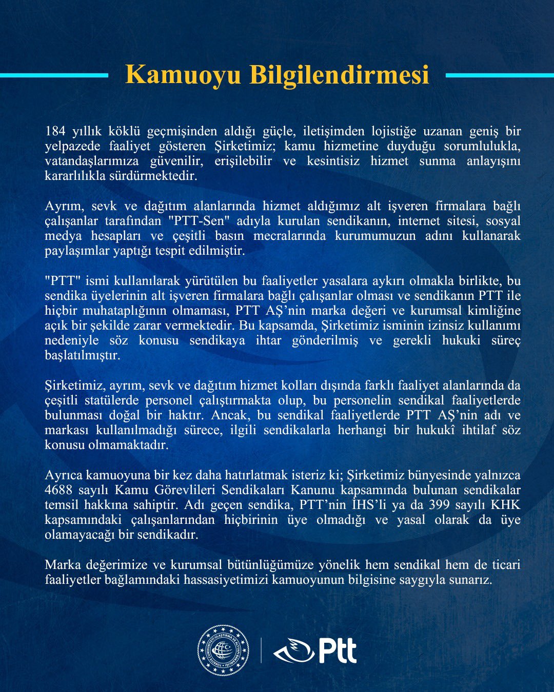 Ptt Ve Ptt Sen Arasinda Isim Tartismasi Bir Tehdit Olarak Gorulduk 2