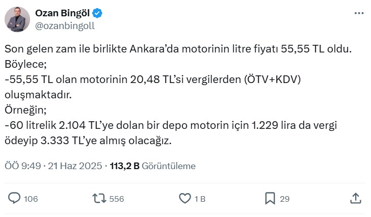 Ozan Bingöl Vergi Akaryakıt