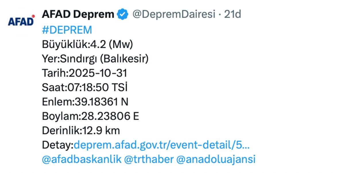 Deprem Sındırgı