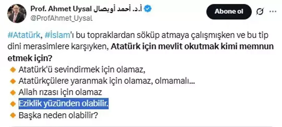 Ahmet Uysal Twit