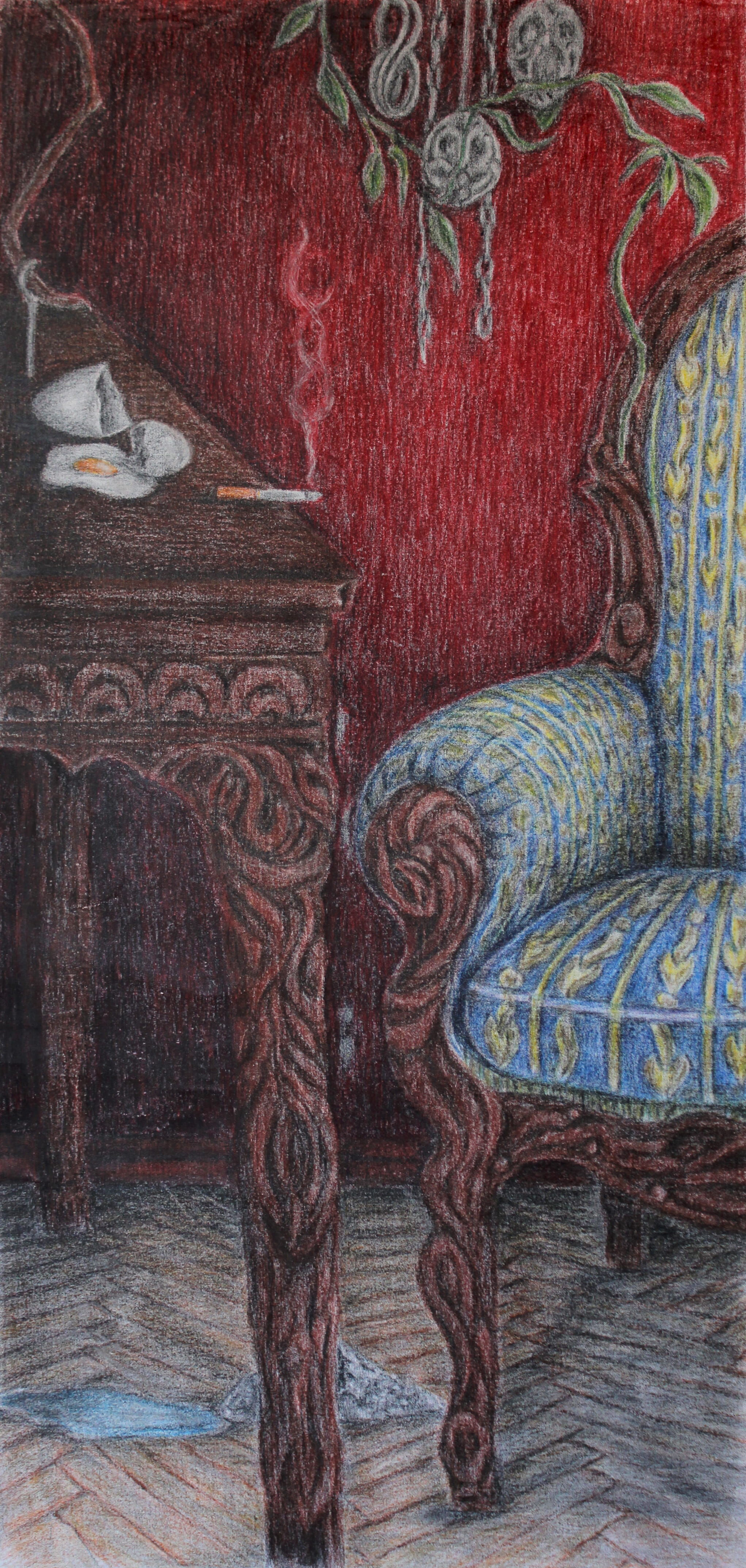 Emel Kayin, Kül Tepesi Ash Heap, 2025, Tuval Üzerine Kuru Pastel, Tebeşir, Füzen Dry Pastel, Chalk, Charcoal On Canvas, 110X55 Cm (1)