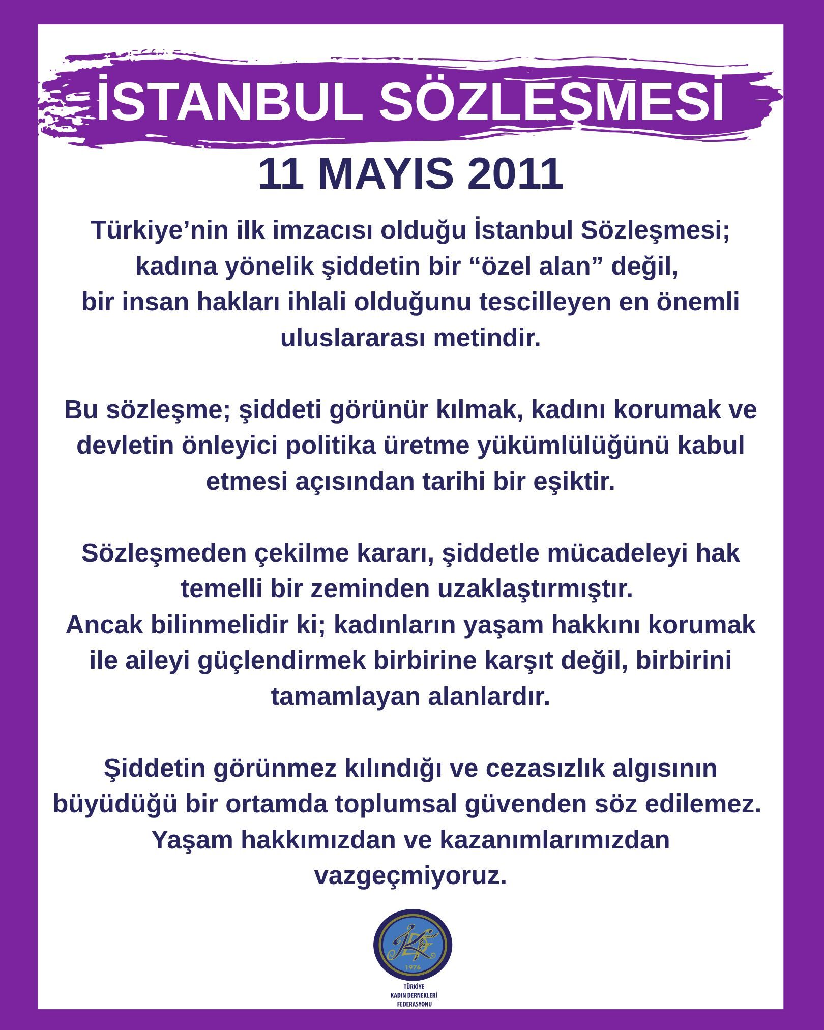 Tkdf İstanbul Sözleşmesi