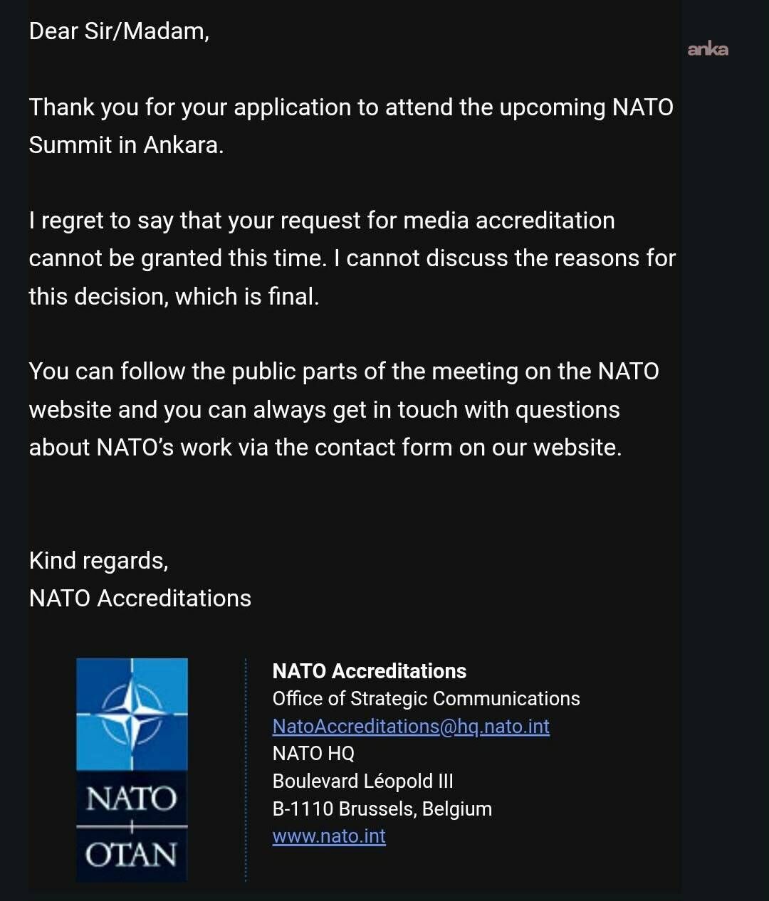 NATO Zirvesi için çok sayıda medya kuruluşunun akreditasyon talebine ret-1