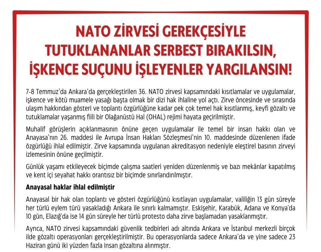 Nato Tutuklama Ortak Açıklama