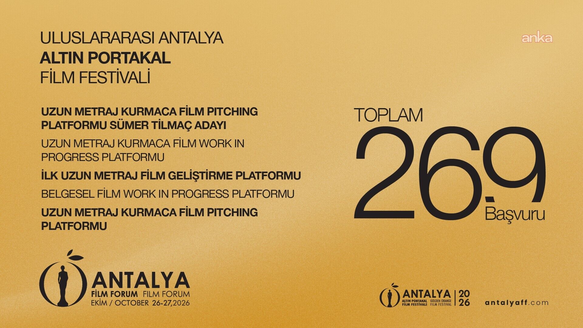 Altın Portakal'da Film Forum başvuruları sona erdi: 269 proje başvurdu
