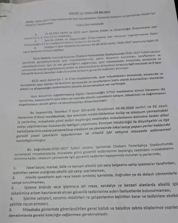 Fenerbahce Maclari Oncesi Stat Cevresinde Icki Yasagi Iddiasi
