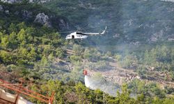 Alanya'da makilik ve ağaçlık alanda çıkan yangın söndürüldü