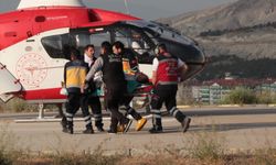 Aracında kalp krizi geçiren sürücü hava ambulansıyla hastaneye kaldırıldı