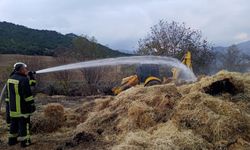 Burdur'da çıkan yangında  35 ton saman balyası yandı