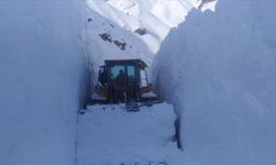 Hakkari'de ekipler kar kalınlığının 7 metreyi bulduğu bölgede kapalı yolları açıyor