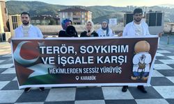 Karabük'te hekimler ve sağlık çalışanları, İsrail'in Gazze saldırılarını protesto etti