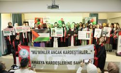 Amasya'da lise öğrencilerinden mezuniyet töreninde Filistin'e destek, İsrail'e protesto