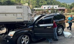 Giresun'da park halindeki tıra çarpan otomobildeki 3 kişi yaralandı