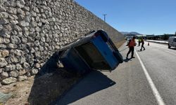 Nevşehir'de devrilen kamyonetin sürücüsü yaralandı