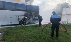 Tekirdağ'da yolcu otobüsünde çıkan yangın söndürüldü