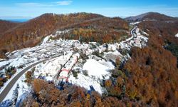 Kastamonu'da sonbaharın renklerine karın beyazı eklendi