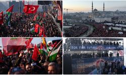 Filistin'e destek için yüz binler Galata Köprüsü'nde buluştu