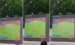 Kırıkkale’de milli maç etkinliğinde dev ekrana futbol oyunu yansıtıldı