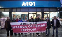 DİSK Sosyal-İş'ten A101 önünde eylem: "Su, yemek ve oturma hakkı istiyoruz"