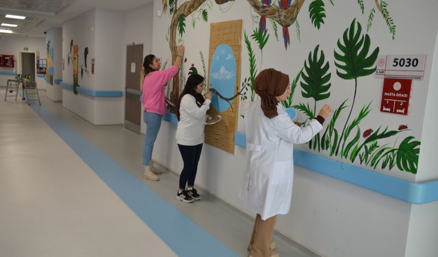 Kahramankazan'da hastane duvarları renklendirildi