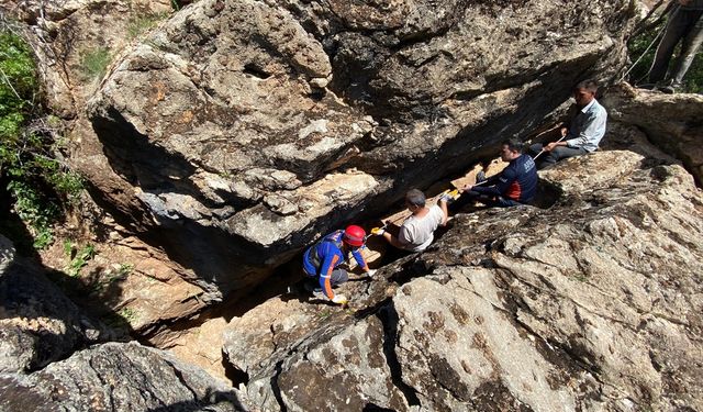 Karaman'da kayalıklarda mahsur kalan oğlak AFAD ekiplerince kurtarıldı