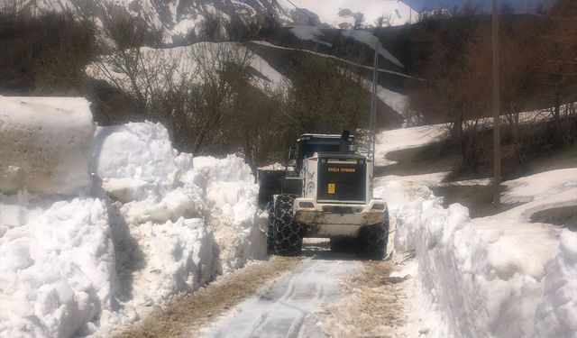 Yüksekova'da kar nedeniyle kapalı olan yollarda çalışmalar devam ediyor
