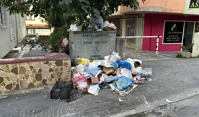 Kartal'da işçilerin grev kararı nedeniyle bazı mahallelerde çöpler toplanamadı