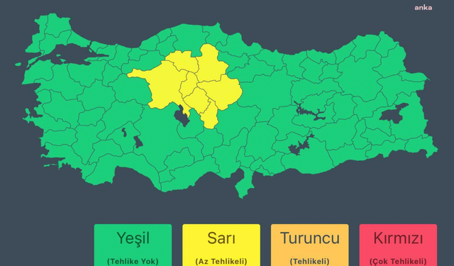 İçişleri Bakanlığı: 7 ilimiz için sarı uyarı verilmiştir