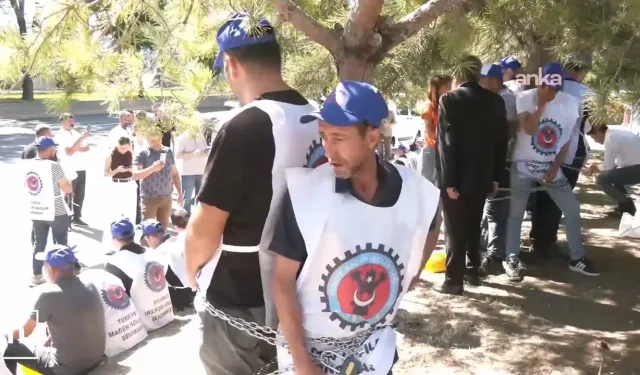 Doruk Madencilik işçilerinden zincirli protesto: İşçiler ve sendika yöneticileri gözaltına alındı