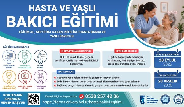 Ankara'da sertifikalı 'Hasta ve Yaşlı Bakıcı Eğitimi' için başvurular başladı