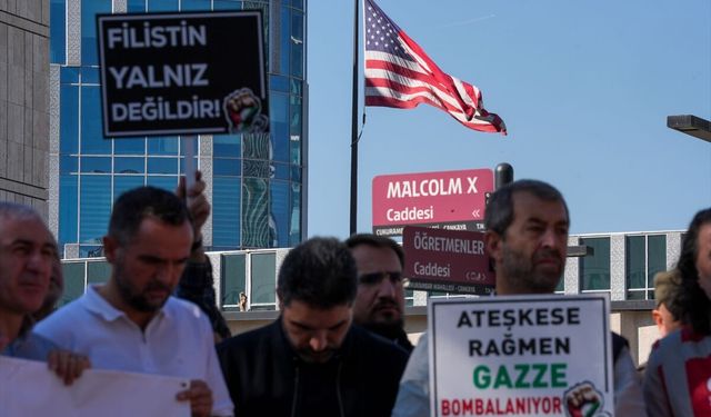 Ankara'da ABD Büyükelçiliği önünde Gazze tepkisi: "Ateşkesten bu yana 1402 kişi öldürüldü"