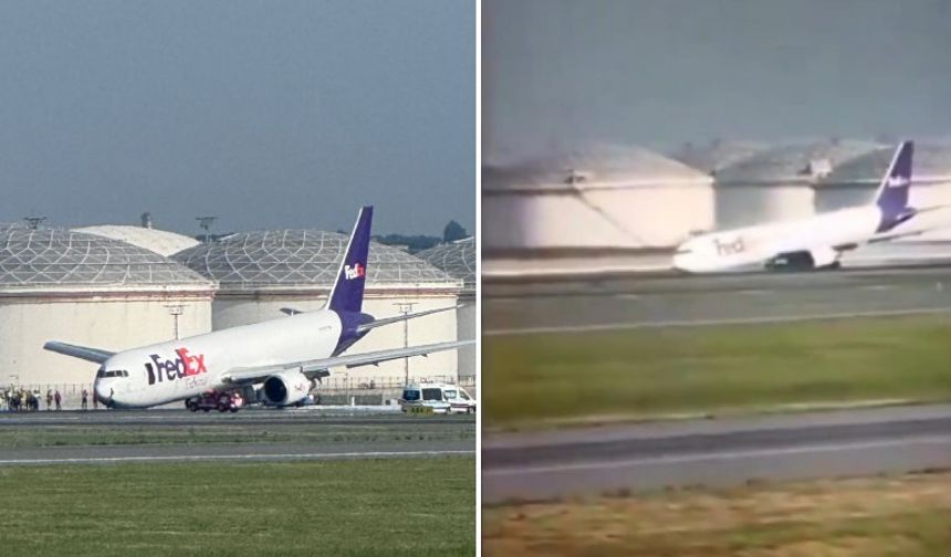 İstanbul Havalimanı'nda bir uçak, tekerleri açılmadan iniş yaptı