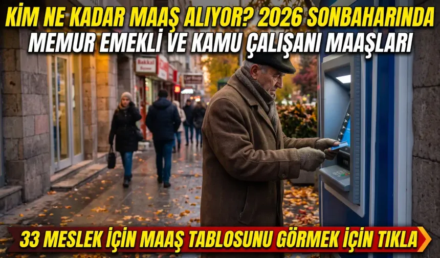 KİM NE KADAR MAAŞ ALIYOR? 2026 sonbaharında memur, emekli ve kamu çalışanı maaşları: 33 meslek için maaş tablosu
